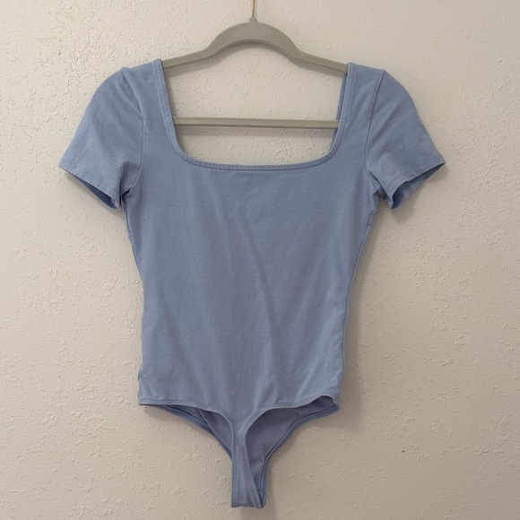 Express Light Blue Square Neck Bodysuit - Picture 3 of 3